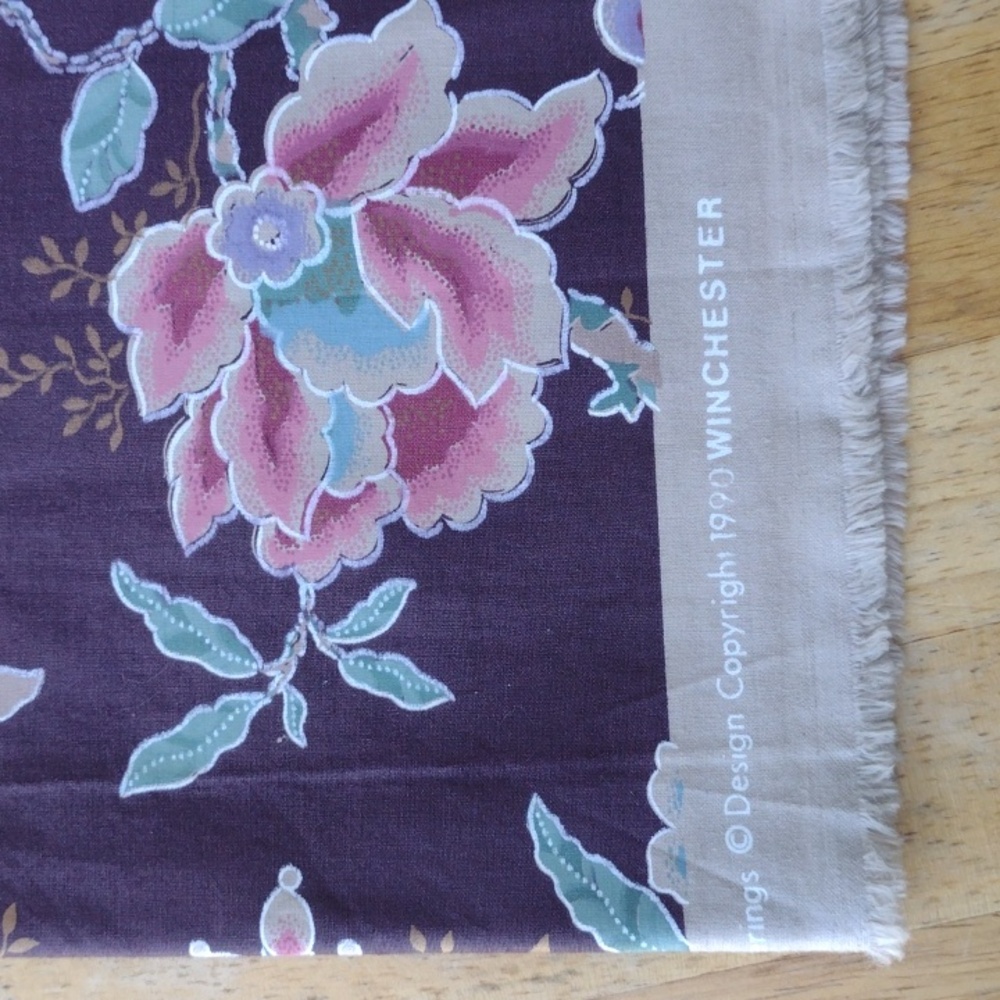 90s Linden Street Gallery York Purple Floral Chintz Remnant 21" x 2 Yards - Picture 9 of 9